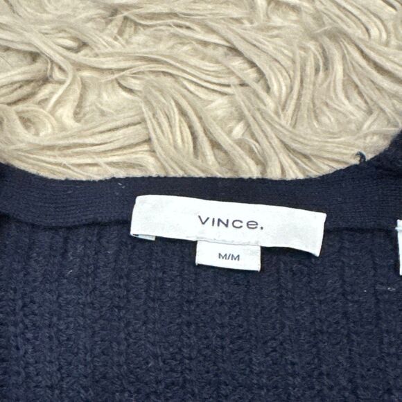 Vince shake ribknit navy cashmere sweater size medium - Picture 4 of 7